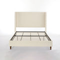 Harper Tall Headboard Upholstered Bed in Ivory Boucle with Elegant Simplicity, 54' High, No Box Spring Needed, Easy Assembly, California King Size