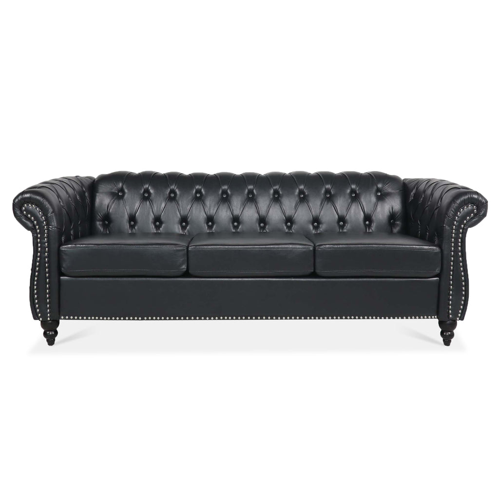 PU leather Chesterfield sofa in living room setting