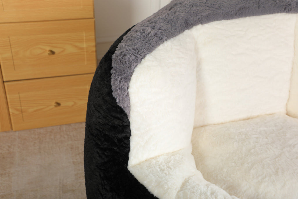 Oversized Bean Bag Chairs,Multicolor Faux Fur Couch Filled with Shredded Sponge,Large Lounger Sofa For Living Room,No Assembly Required , Pink+White+Purple