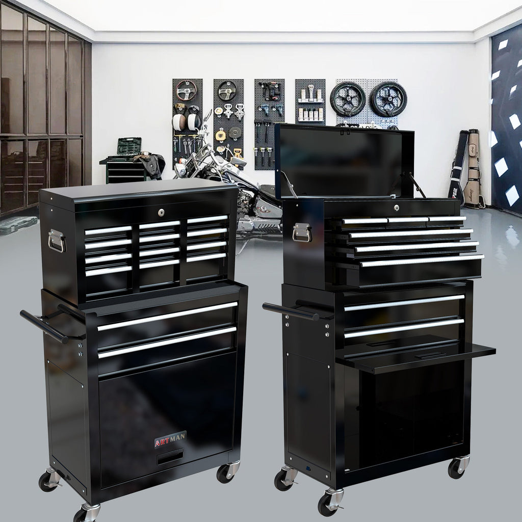 8-Drawer Rolling Tool Chest with Lock — Metal Tool Storage Cabinet
