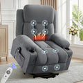 Power Lift Recliner Chair with Heat and Massage Electric Fabric Recliner Chair for Elderly with Side Pocket, USB Charge Port, Remote Control for Living Room
