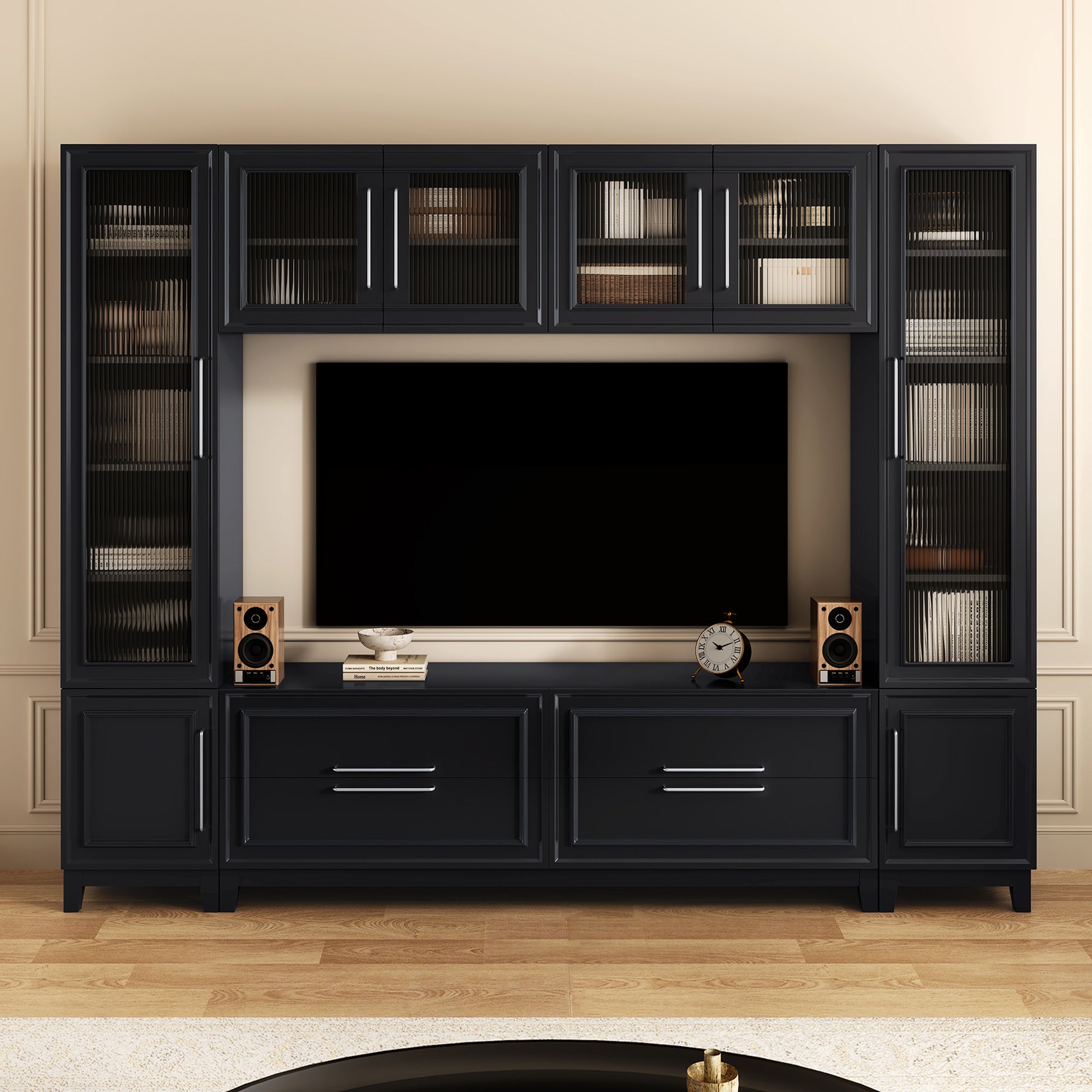 Modern TV stand media console for TVs up to 75 inches — angle view