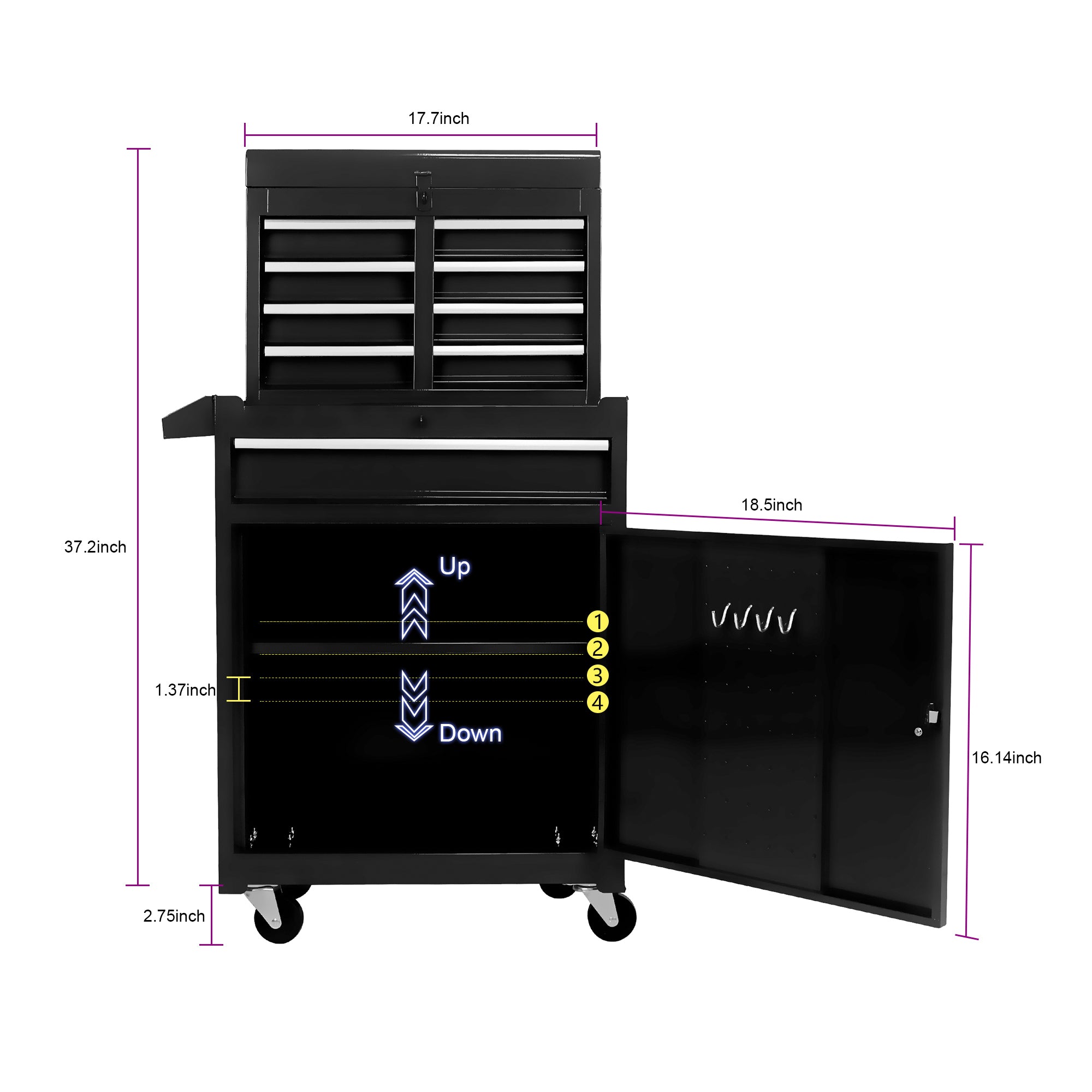 Tool chest drawer capacity demonstration