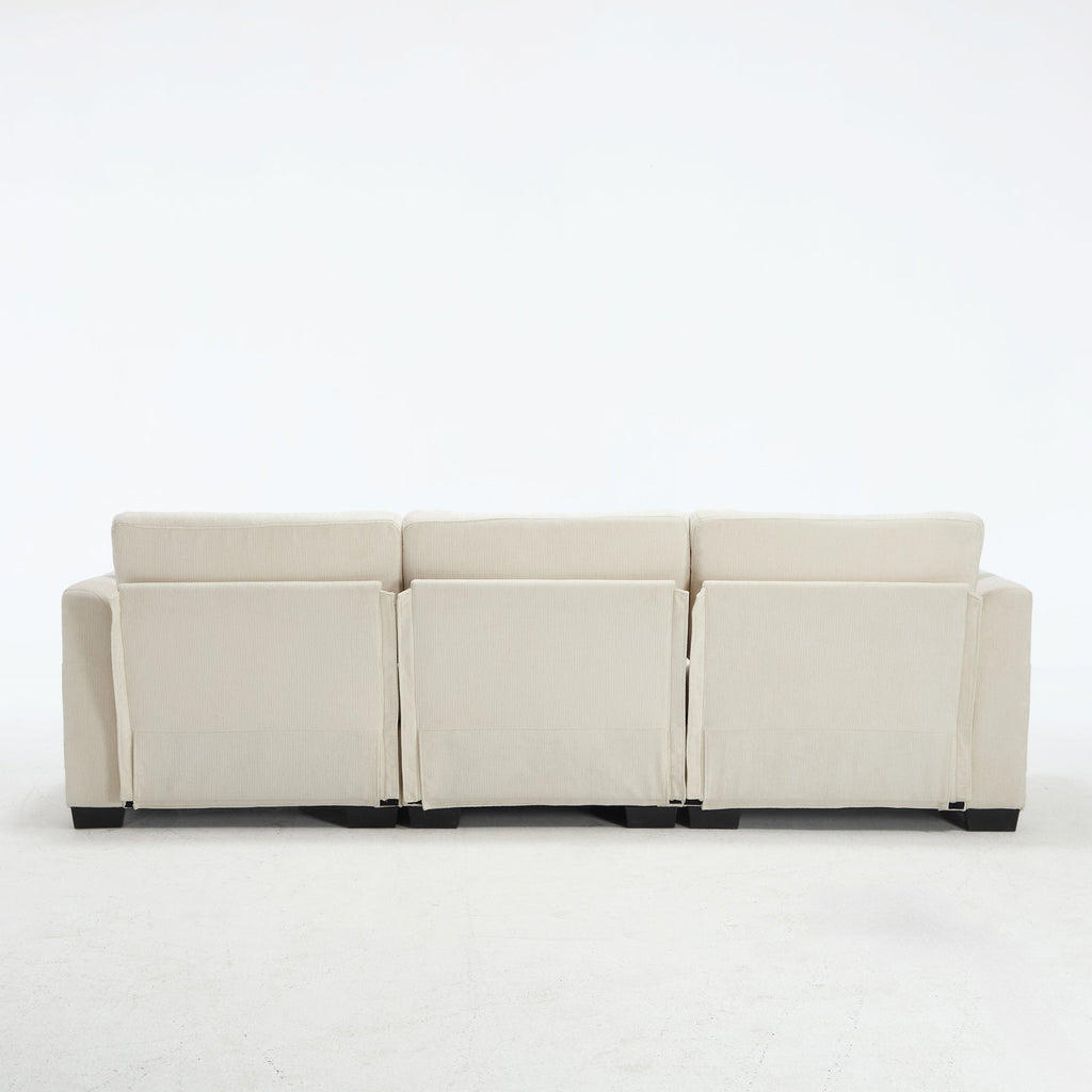 Modern Storage Sofa with Dual USB, 2 Side Pockets,Ottoman Storage Bench Cloud Sectional Chenille Sofa Oversized,4-Seat, L-Shaped Couch,Black