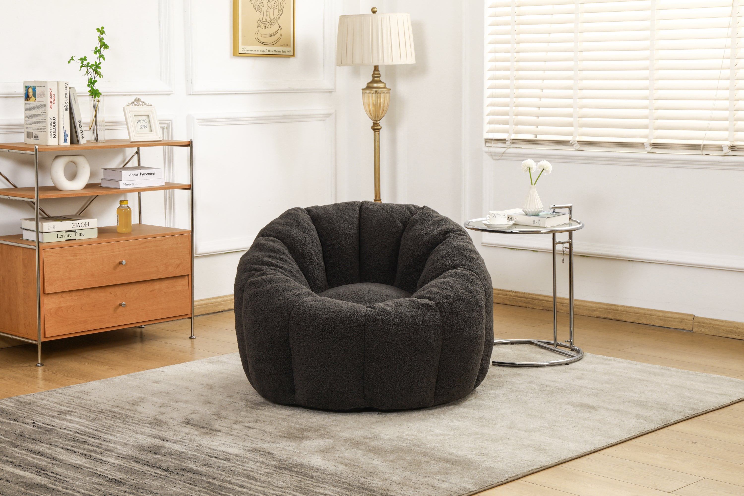 Compressed bean bag expanding after unpacking