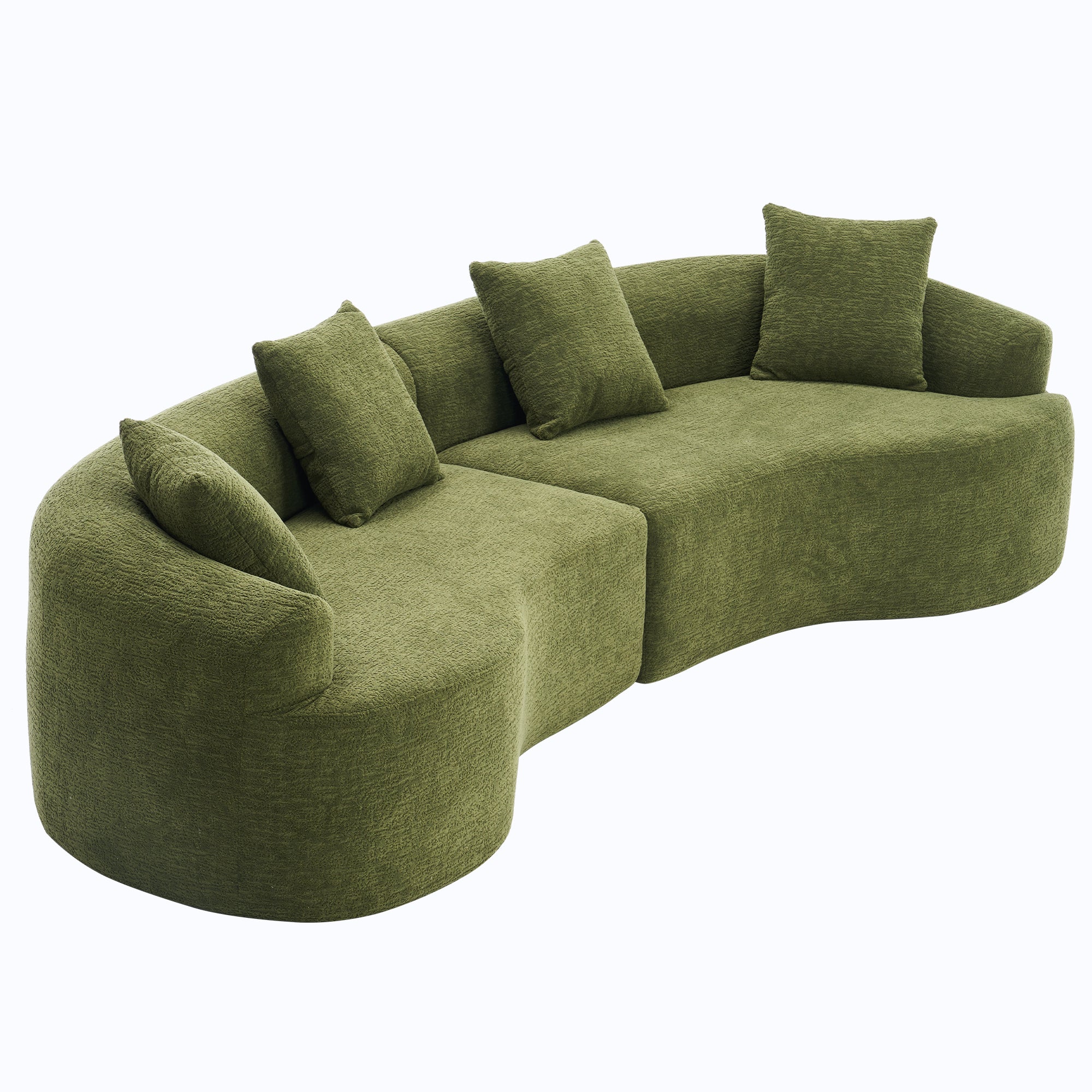 Forest green curved modular sectional sofa — front view