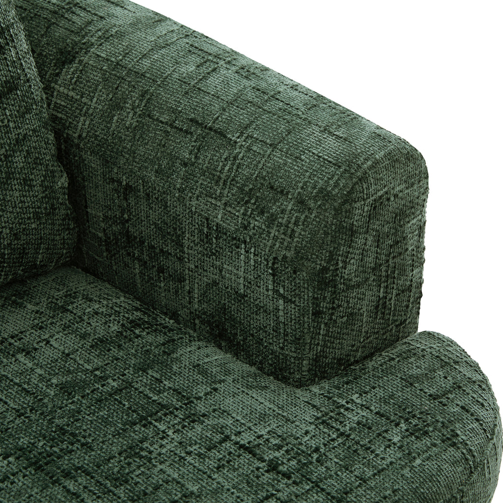 Barrel accent chair chenille fabric texture close-up