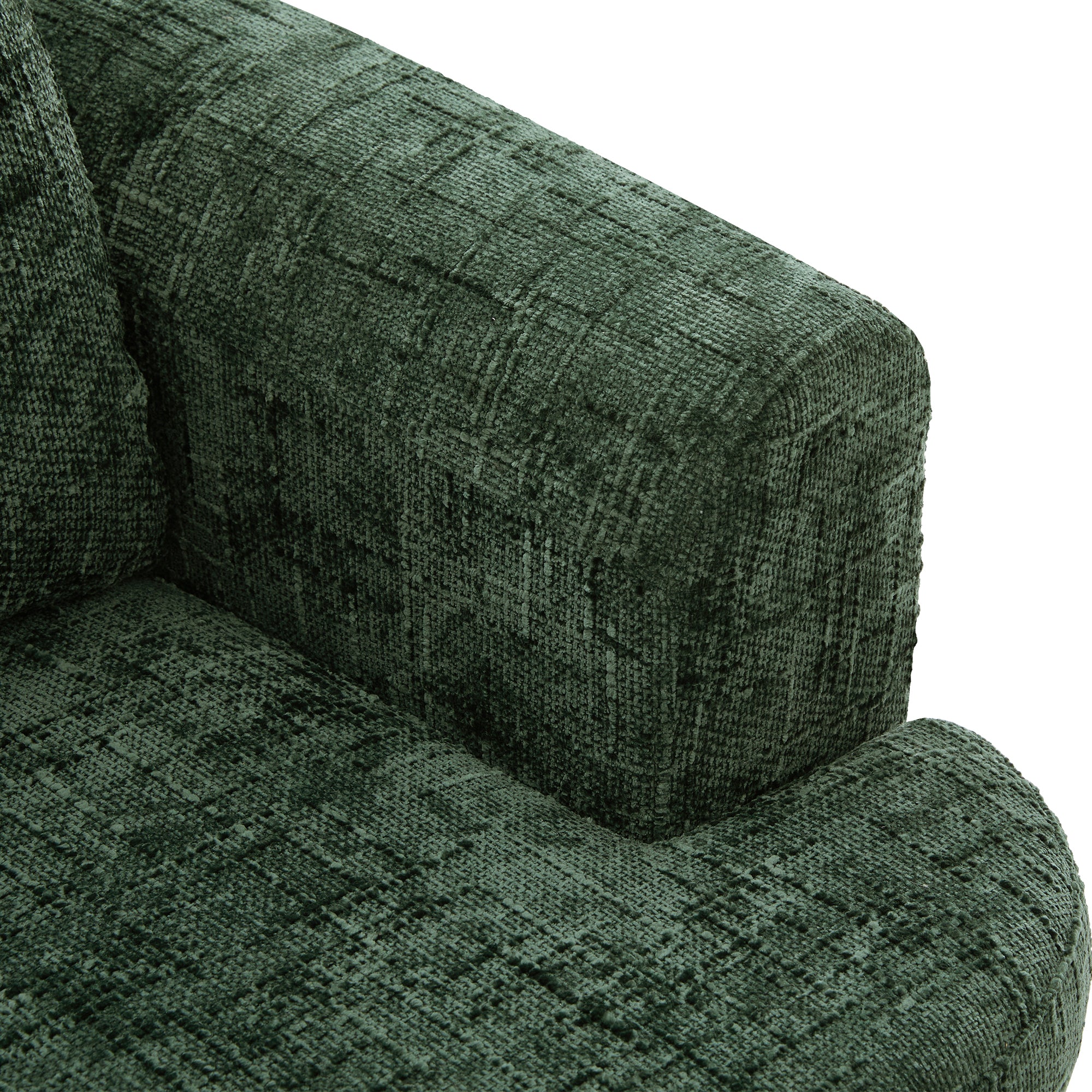 Barrel accent chair chenille fabric texture close-up