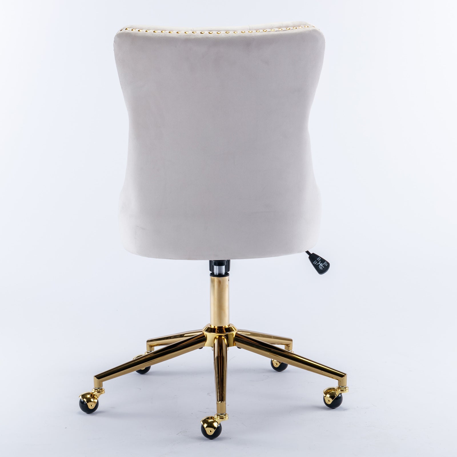 Velvet Office Chair — Button-Tufted with Gold Metal Base & Wheels