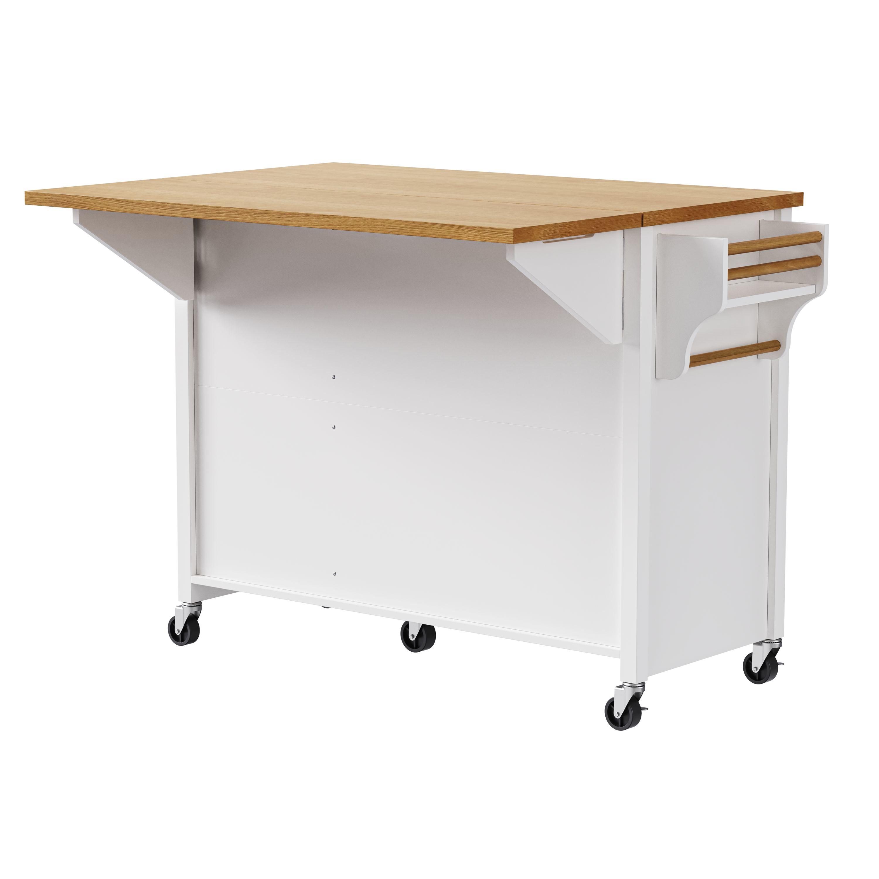 K&K 52'' Kitchen Island with Drop Leaf, Embossed Texture Kitchen Island on Wheels with Spice Rack, Towel Rack, 2 Doors and 5 Drawers, Kitchen Storage Cart with Adjustable Shelf for Kitchen, Blue Grey