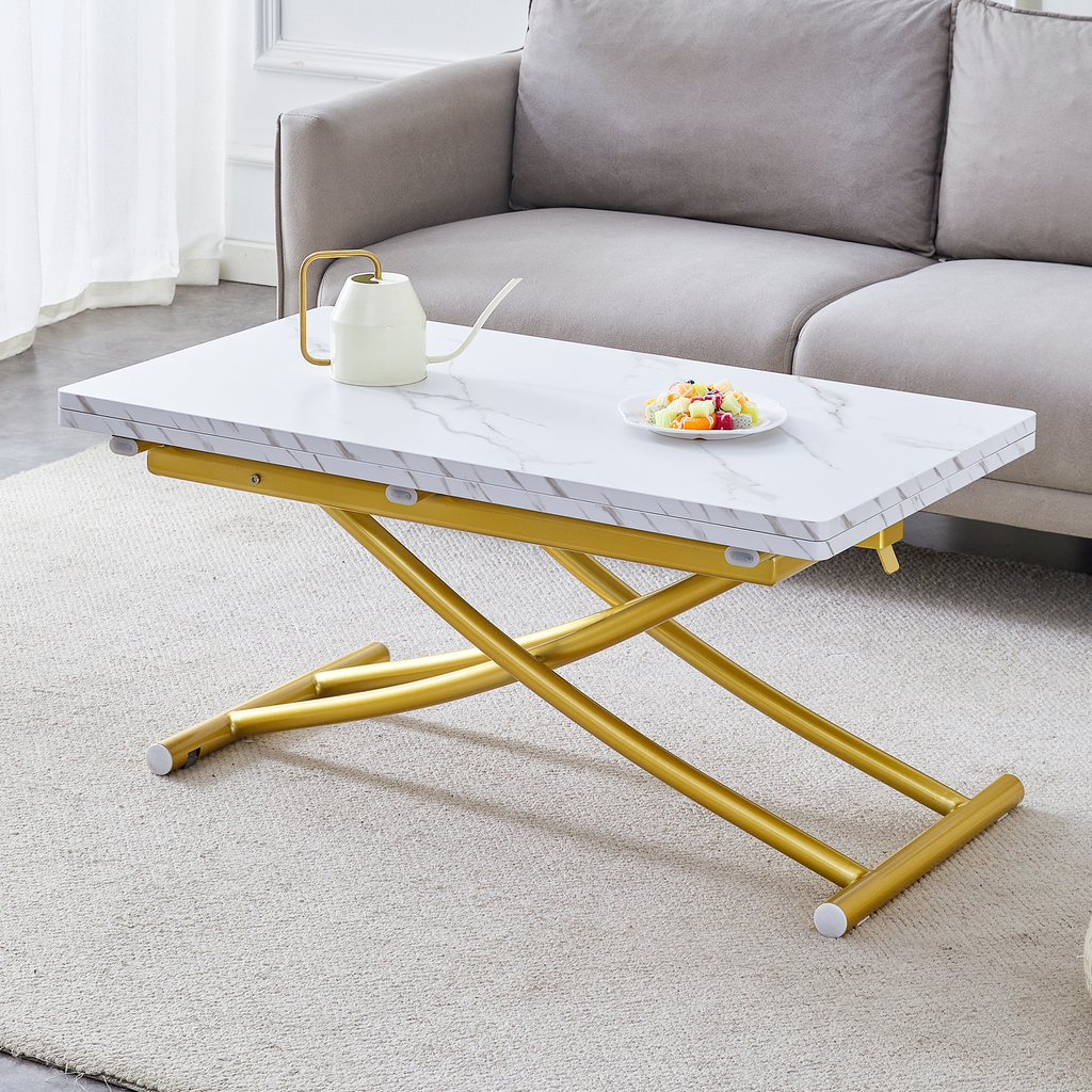 White gold multifunction folding lift table — front view