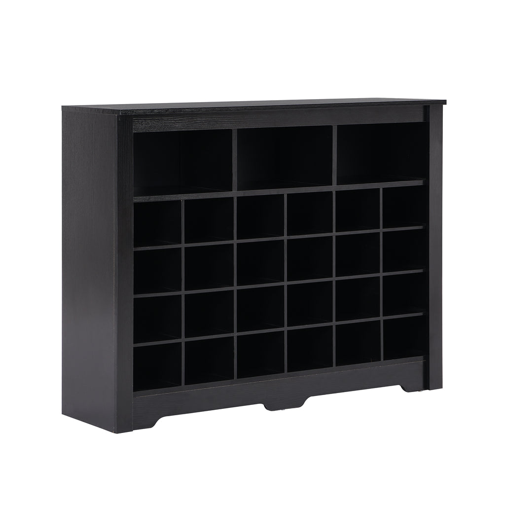 Black shoe cabinet upper boot storage sections