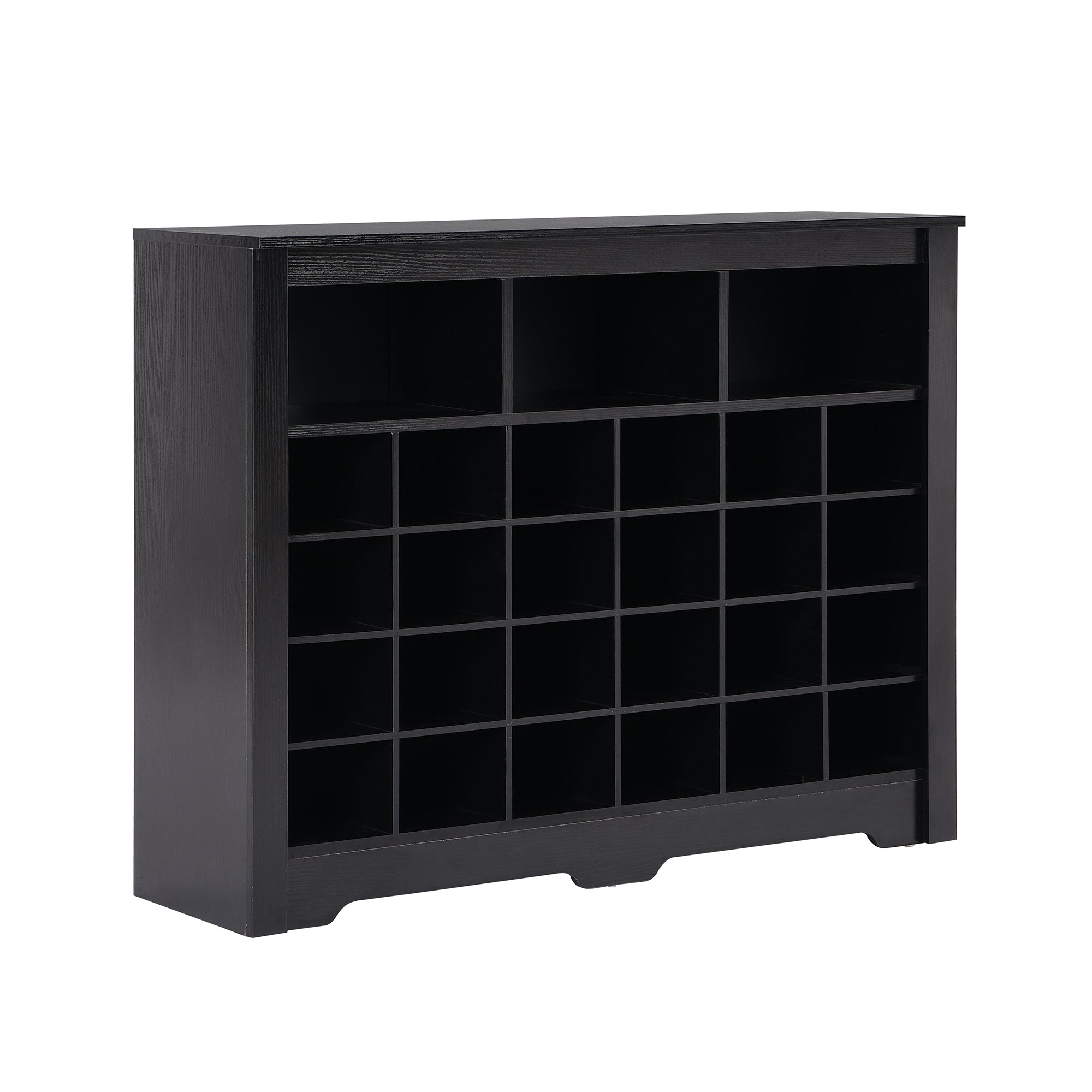 Black shoe cabinet upper boot storage sections