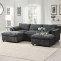 [NEW SKU of N723S7723E]84.5'' Modular Sectional Sofa with Storage Pockets, 5 Seat U Shaped Chenille Couch Set with Pillows, Free Combination Modern Cloud Sofa with Movable Ottoman