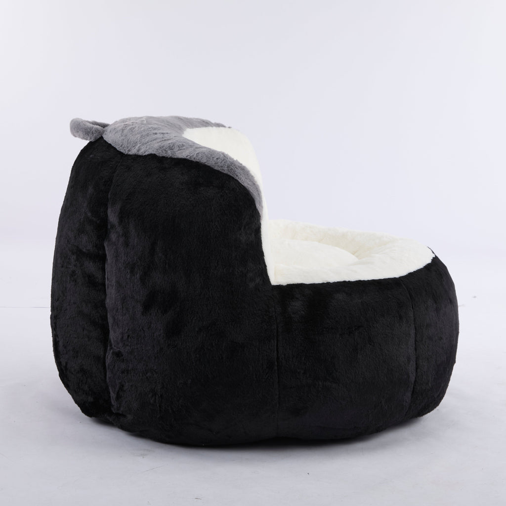 Oversized Bean Bag Chairs,Multicolor Faux Fur Couch Filled with Shredded Sponge,Large Lounger Sofa For Living Room,No Assembly Required , Pink+White+Purple