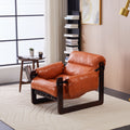 Orange retro oil-wax leather lounge chair — front view