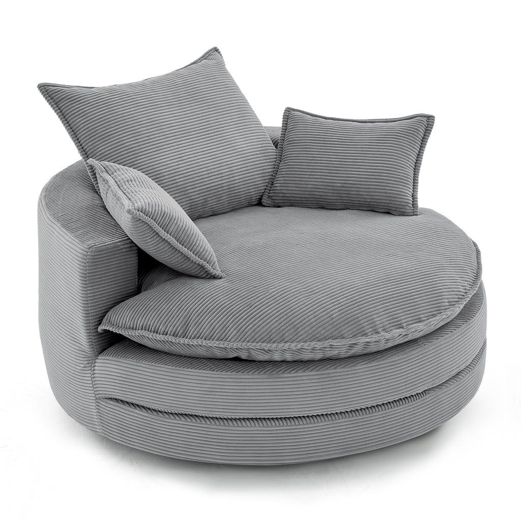 Oversized swivel chair foam plywood frame construction