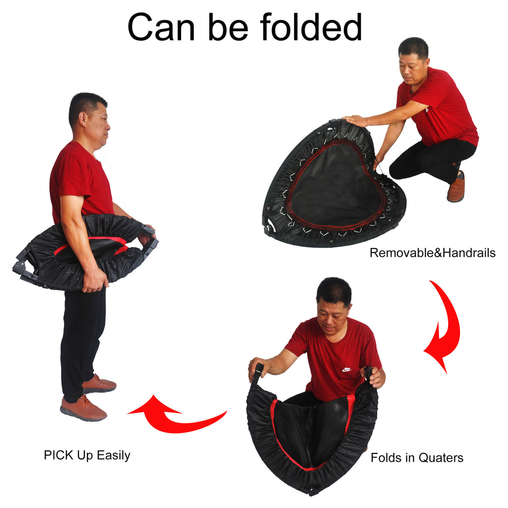 Indoor exercise trampoline foldable compact home gym setup