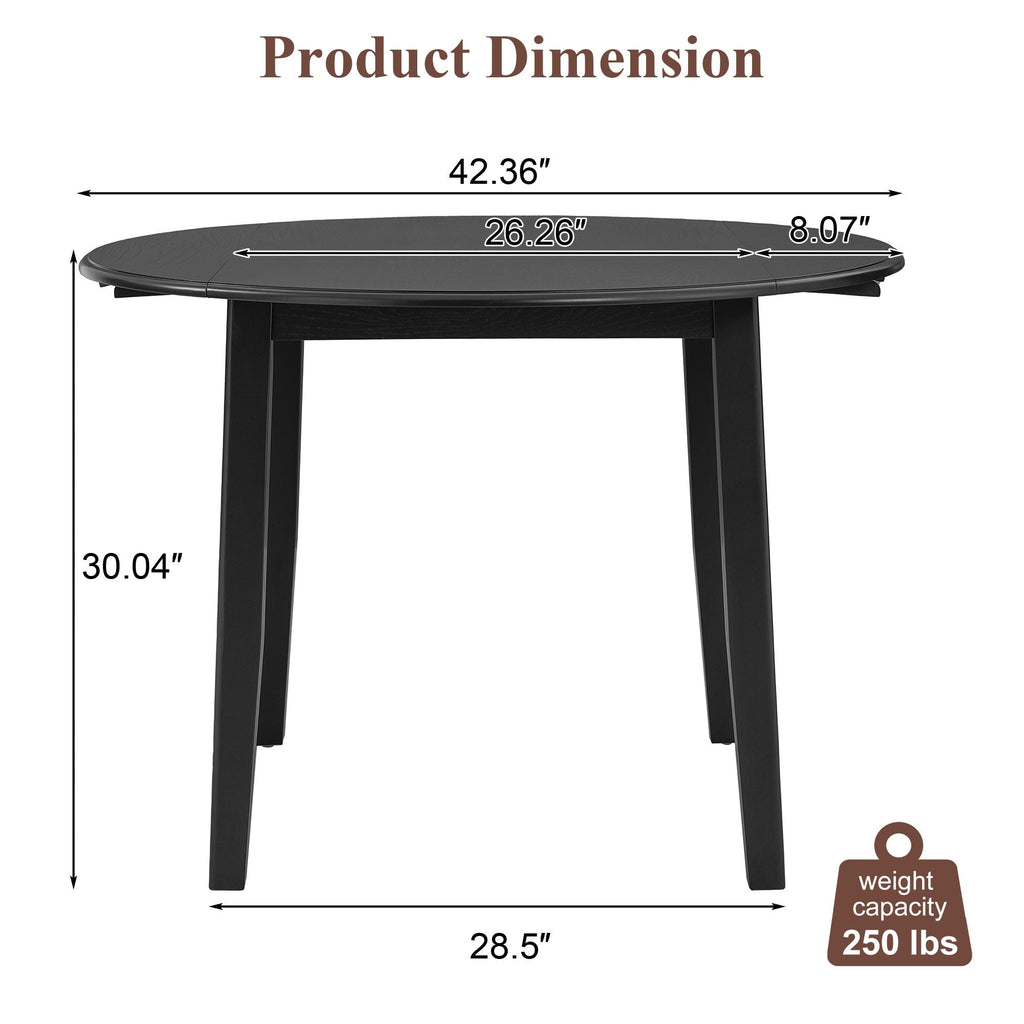 Extendable Round Dining Table for 2–4 People, Folding Wood Dining Table with Adjustable Size, Space-Saving Design for Small Apartments and Dining Areas - LIGHT BROWN